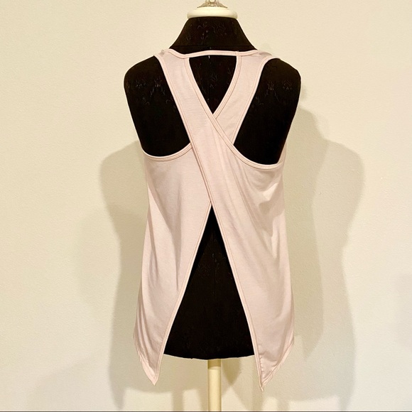 Athleta Essence Pink Tie Back Split Back Open Back Criss Cross Tank - Picture 4 of 8
